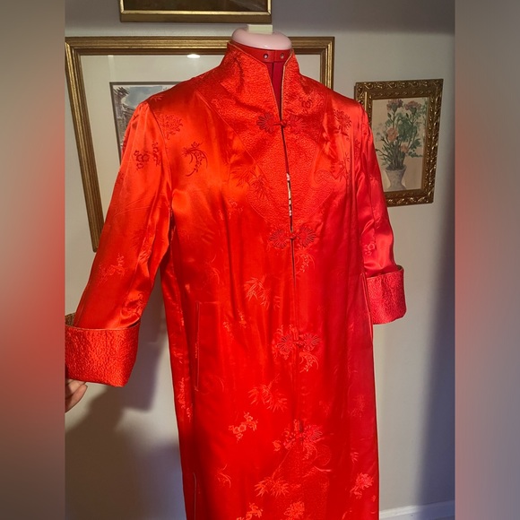 Stunning Reversible Vintage Asian Patterned Housecoat Duster Jacket / Robe - Picture 11 of 16